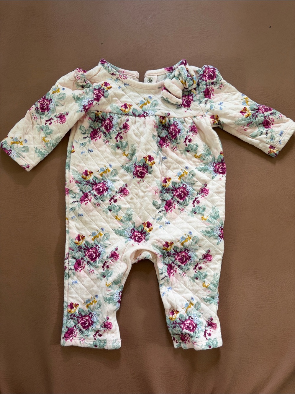 Janie and Jack Quilted light pink One-Piece with Floral